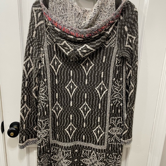 Free people KAI tribal long hooded cardigan sweater BOHO - Picture 3 of 4